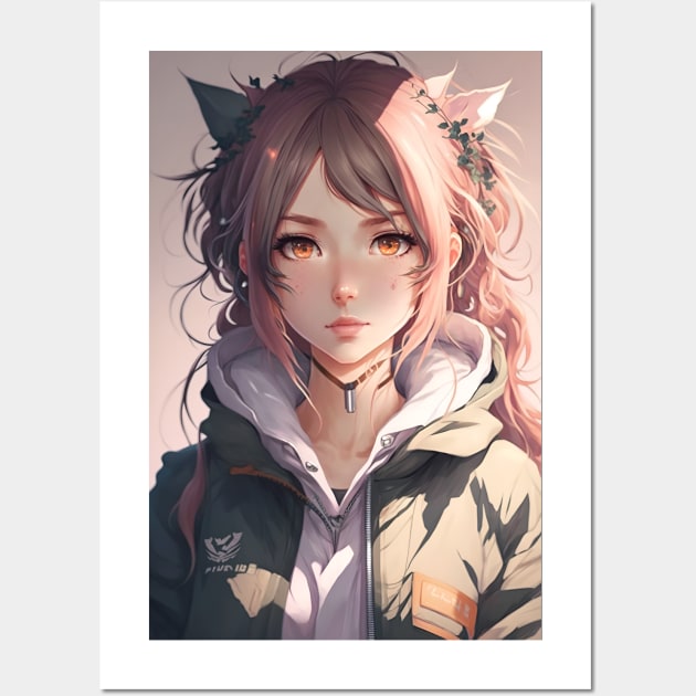 Anime Girl Cute Sexy Student Forest Ranger Wall Art by Bubblebug